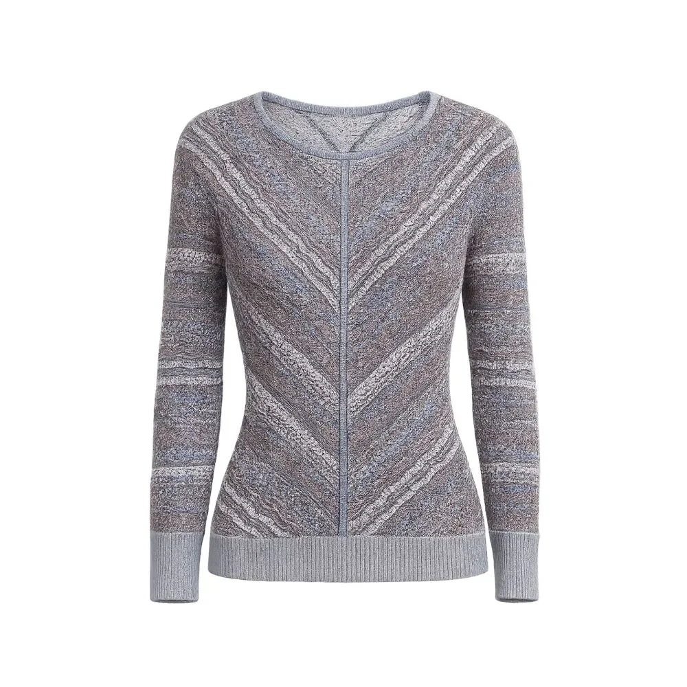 White House Black Market Open Knit Chevron Sweater XS Petite Gray